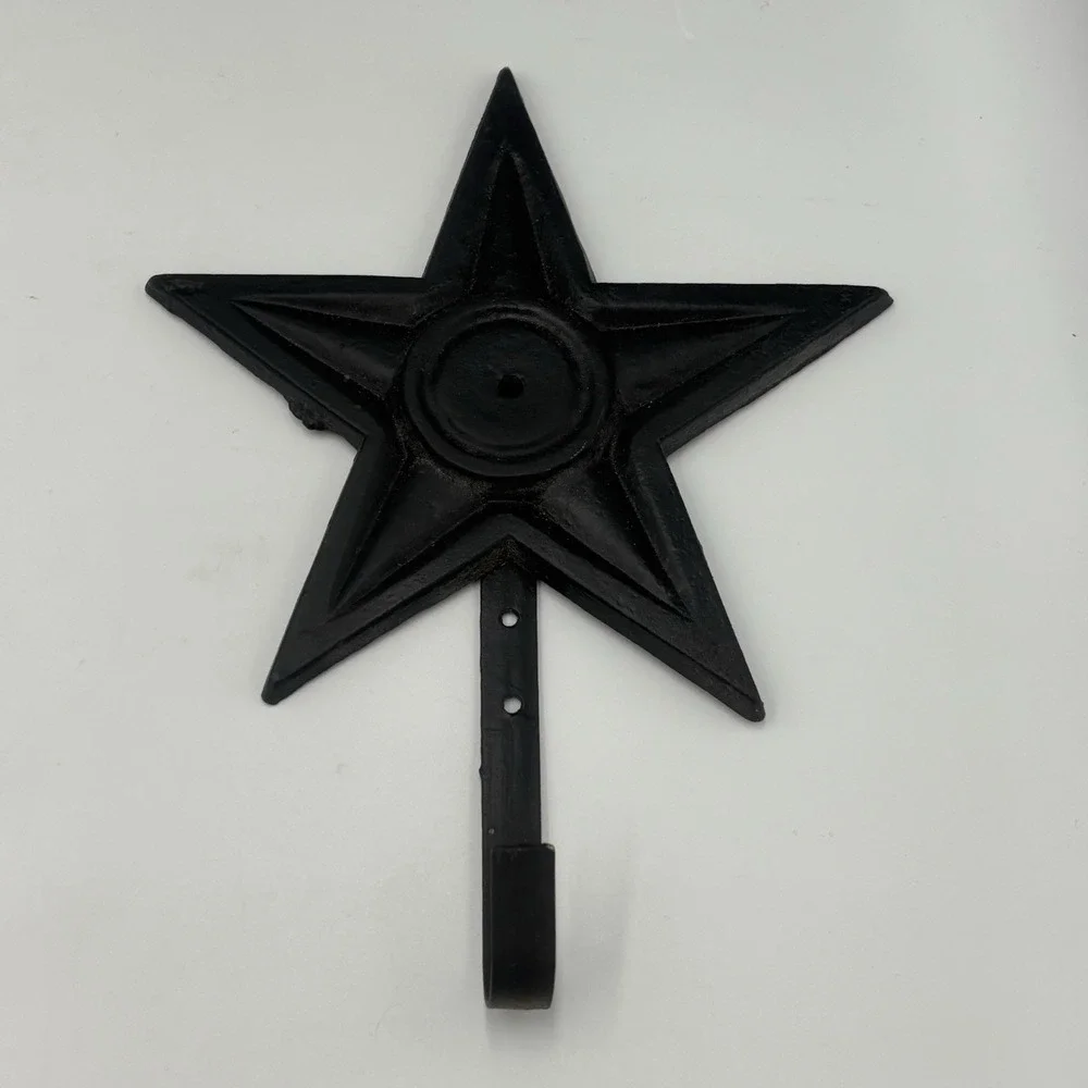Western Cowboy theme Rustic Vintage Cast Iron Star Shape Wall Hook Hanging Decor